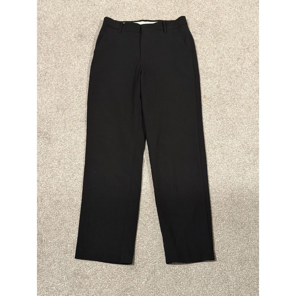 Chaps Black Dress Pants Flat Front Straight Leg Stretch Trousers